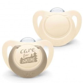 Πιπίλες Ορθοδοντικές Σιλικόνης Nature 10730762 (Σετ 2τμχ) 0-6 Μηνών Με Θήκη White Nuk WHITE