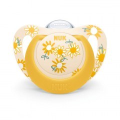 Πιπίλα Ορθοδοντική Latex Star 10734066 Λουλούδια 6-18 Μηνών Με Θήκη Yellow Nuk