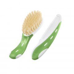 Χτένα Βρεφική Και Βούρτσα Με Φυσική Τρίχα 10256236 (Σετ 2τμχ) Green Nuk