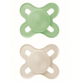 Πιπίλες Start Unprinted Μatt Unisex 078SUc (Σετ 2τμχ) Με Θηλή Σιλικόνης Skin Soft 0-2 Μηνών Green-Beige
 Mam GREEN-BEIGE