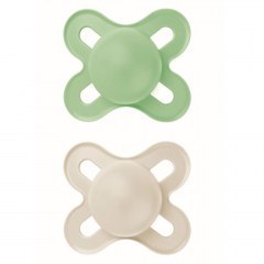 Πιπίλες Start Unprinted Μatt Unisex 078SUc (Σετ 2τμχ) Με Θηλή Σιλικόνης Skin Soft 0-2 Μηνών Green-Beige
 Mam
