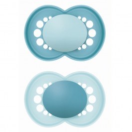Πιπίλες Ορθοδοντικές Start Unprinted Μatt Boy 278SBc (Σετ 2τμχ) Με Θηλή Σιλικόνης Skin Soft Σε Κουτί Μεταφοράς Και Αποστείρωσης 16 Μηνών Blue Mam BLUE
