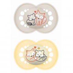 Πιπίλες Day & Night - Unisex 174SUc  Με Θηλή Σιλικόνης Skin Soft 6-16 Μηνών Cream Mam