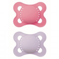 Πιπίλες Original Unprinted Matt Girl 118SGc (Σετ 2τμχ) Με Θηλή Σιλικόνης Skin Soft 2-6 Μηνών Pink-Lila Mam