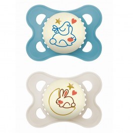 Πιπίλες Original Night - Boy 110SBc Με Θηλή Σιλικόνης Skin Soft 2-6 Μηνών Blue Mam BLUE