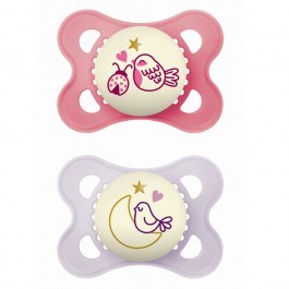 Πιπίλες Original Night - Girl 110SGc Με Θηλή Σιλικόνης Skin Soft 2-6 Μηνών Pink Mam PINK