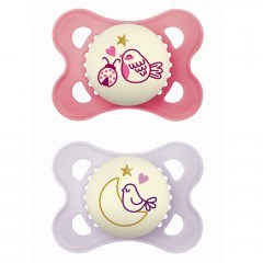 Πιπίλες Original Night - Girl 110SGc Με Θηλή Σιλικόνης Skin Soft 2-6 Μηνών Pink Mam