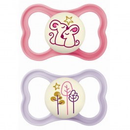 Πιπίλες Air Night - Girl 217SGc Με Θηλή Σιλικόνης Skin Soft 6-16 Μηνών Pink Mam PINK