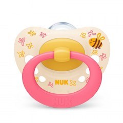 Πιπίλα Ορθοδοντική Σιλικόνης Signature Bee Με Θήκη 10739703 18-36 Μηνών Yellow Nuk