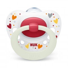 Orthodontic Silicone Pacifier Signature Night Stars 10730653 0-6 Months Red Nuk