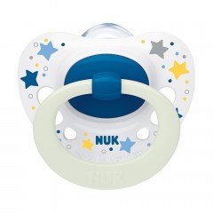 Πιπίλα Ορθοδοντική Σιλικόνης Signature Night Ηearts 10730653 0-6 Μηνών Blue Nuk