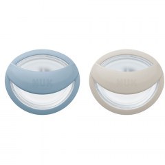 Πιπίλα Σιλικόνης Mommy Feel Με Θήκη 10730862 0-9 Μηνών (Σετ 2τμχ) Blue-Greige Nuk