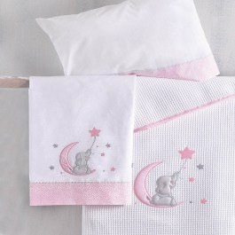 Κουβέρτα Βρεφική Fuzzy Πικέ Με Κέντημα Pink Ρυθμός Pink