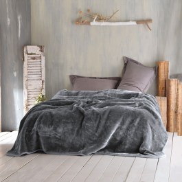 Κουβέρτα Velour Dark Grey Ρυθμός DARK GREY