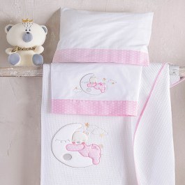 Κουβέρτα Βρεφική Με Κέντημα Moon Swing Pink Ρυθμός PINK