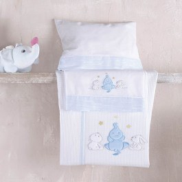 Baby Bedsheets With Embroidery Flannel Elephant Friends (Set 3pcs) Ciel Rythmos CIEL