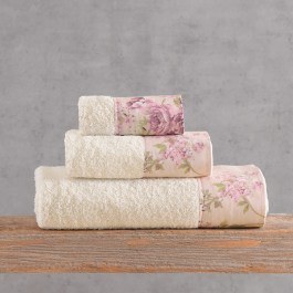 Towels Springtime In Box (Set 3pcs) Ecru-Pink Rythmos ECRU-PINK