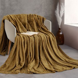 Κουβέρτα Jacquard Flannel Harmonie Gold Ρυθμός GOLD
