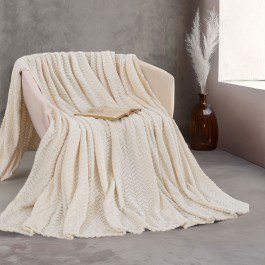 Κουβέρτα Jacquard Flannel Harmonie Ecru Ρυθμός ECRU