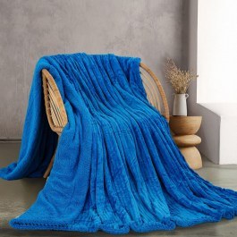 Blanket Jollein With Sherpa Blue Rythmos BLUE