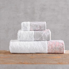 Towels Candince In Box (Set 3pcs) White-Pink Rythmos WHITE-PINK