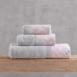 Towels Candince In Box (Set 3pcs) Grey-Pink Rythmos GREY-PINK