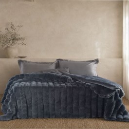 Comforter Blanket Atelier Reversible Faux Fur Anthracite Rythmos ANTHRACITE