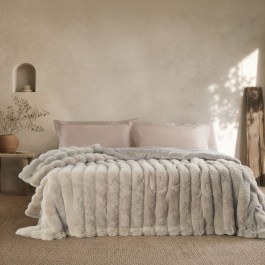 Comforter Blanket Atelier Reversible Faux Fur Beige Rythmos BEIGE