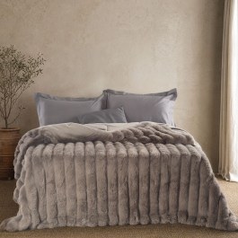 Comforter Blanket Atelier Reversible Faux Fur Taupe Rythmos TAUPE
