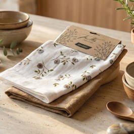 Πετσέτες Κουζίνας Romantic (Σετ 2τμχ) Brown Ρυθμός BROWN