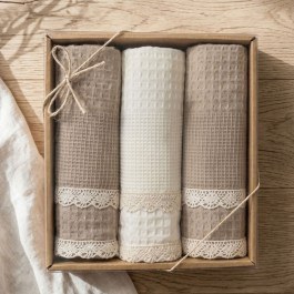 Kitchen Towel Set Pike Boxed (Set of 3) Beige Rythmos BEIGE