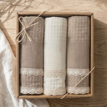 Πετσέτες Κουζίνας Pike Σε Κουτί (Σετ 3τμχ) Beige Ρυθμός