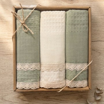 Kitchen Towel Set Pike Boxed (Set of 3) Green Rythmos