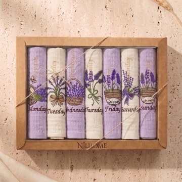Kitchen Towel Set Everyday Lavender Boxed (Set of 7) Multi Rythmos
