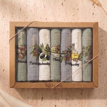Kitchen Towel Set Everyday Olives Boxed (Set of 7) Multi Rythmos