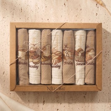 Kitchen Towel Set Everyday Toast Boxed (Set of 7) Beige-Brown Rythmos