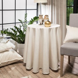 Round Tablecloth Velvet 01 Ivory Teoran IVORY