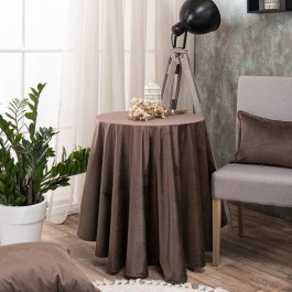Round Tablecloth Velvet 03 Brown Teoran BROWN