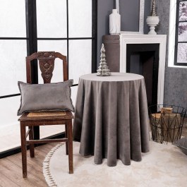 Round Tablecloth Velvet 11 Silver Teoran SILVER