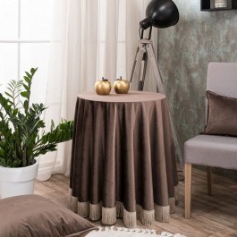 Round Tablecloth Velvet 03 Brown Teoran BROWN