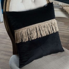 Decorative Pillow (With Filling) Velvet 06 Black Teoran BLACK