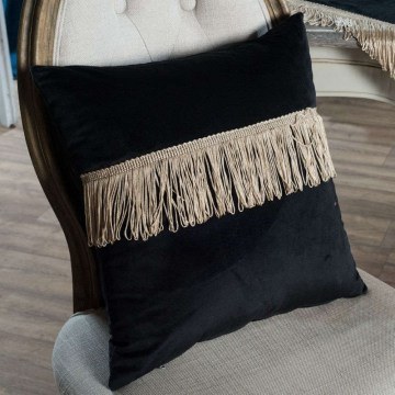 Decorative Pillow (With Filling) Velvet 06 Black Teoran