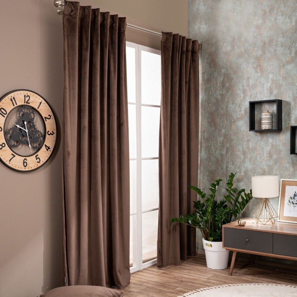 Κουρτίνα Velvet Με Τρέσα 03 Brown 140x260cm Teoran