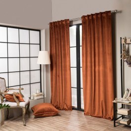 Κουρτίνα Velvet Με Τρέσα 05 Terra 140x260cm Teoran TERRA