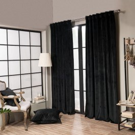 Κουρτίνα Velvet Με Τρέσα 06 Black 140x260cm Teoran BLACK