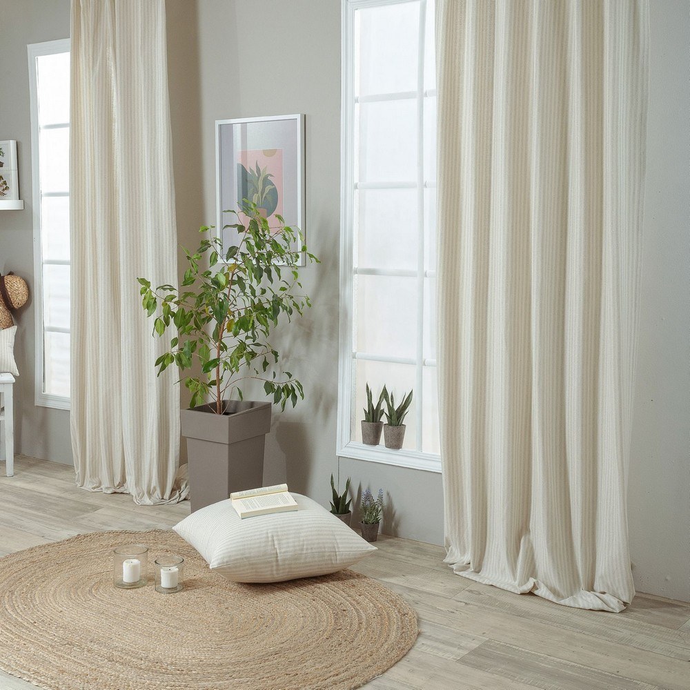 Κουρτίνα Guensa 11 Με Τρέσα Beige-Grey Teoran