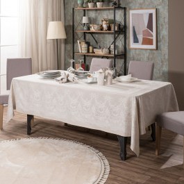 Tablecloth Etienne 01 Ecru Teoran Ecru