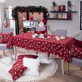 Christmas Tablecloth Saxen 10 Red Teoran RED