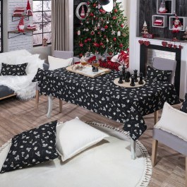 Christmas Tablecloth Saxen 06 Black Teoran BLACK
