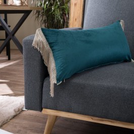 Μαξιλάρι Διακοσμητικό (Με Γέμιση) Velvet 13 Με Κρόσι Turqoise Teoran TURKUAZ